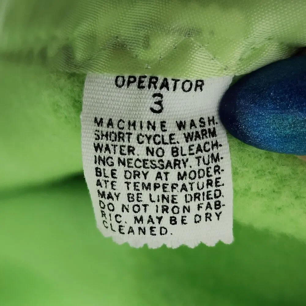 Vintage Lime Green Polar Fleece Blanket Satin Nylon Trim Edge Binding Throw Bed